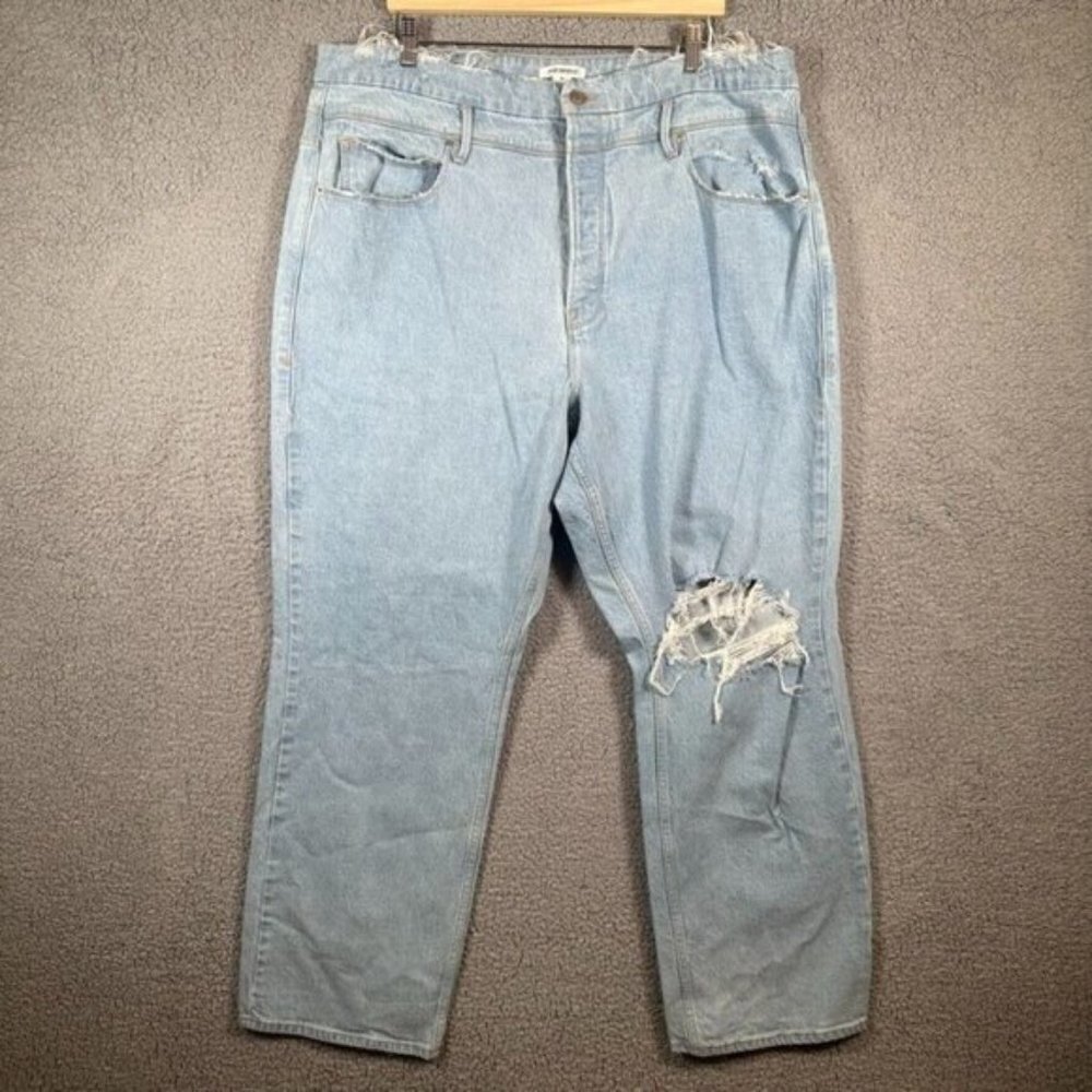 Good American Womens Plus Size 16 Blue High Rise Distressed Slim Fit Jeans
